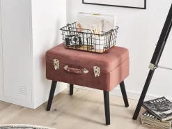 Tamborete Com Arrumação Em Bombazine Rosa Mallard