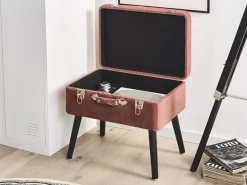 Tamborete Com Arrumação Em Bombazine Rosa Mallard