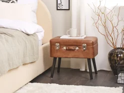 Tamborete Com Arrumação Em Pele Sintetica Castanho Mallard