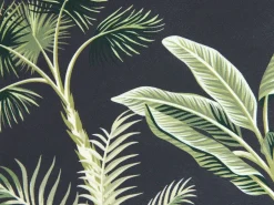 Tamborete Com Arrumação Veludo Verde E Preto E Padrao De Folhas 38 Cm Wriley