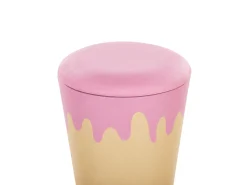 Tamborete Creme E Rosa Com Arrumação Mousee