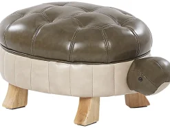 Tamborete Em Pele Sintetica Verde Escuro Turtle