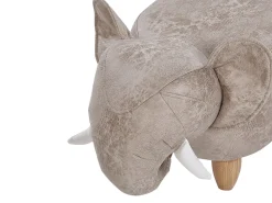 Tamborete Em Pele Sintetica Cinzenta Clara Com Arrumação Jumbo