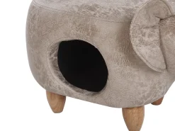 Tamborete Em Pele Sintetica Cinzenta Clara Com Arrumação Jumbo