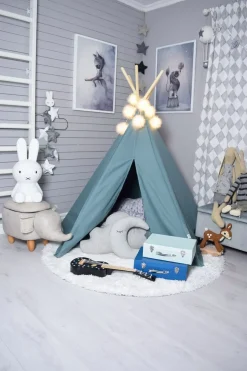 Tamborete Em Pele Sintetica Cinzenta Clara Com Arrumação Elephant