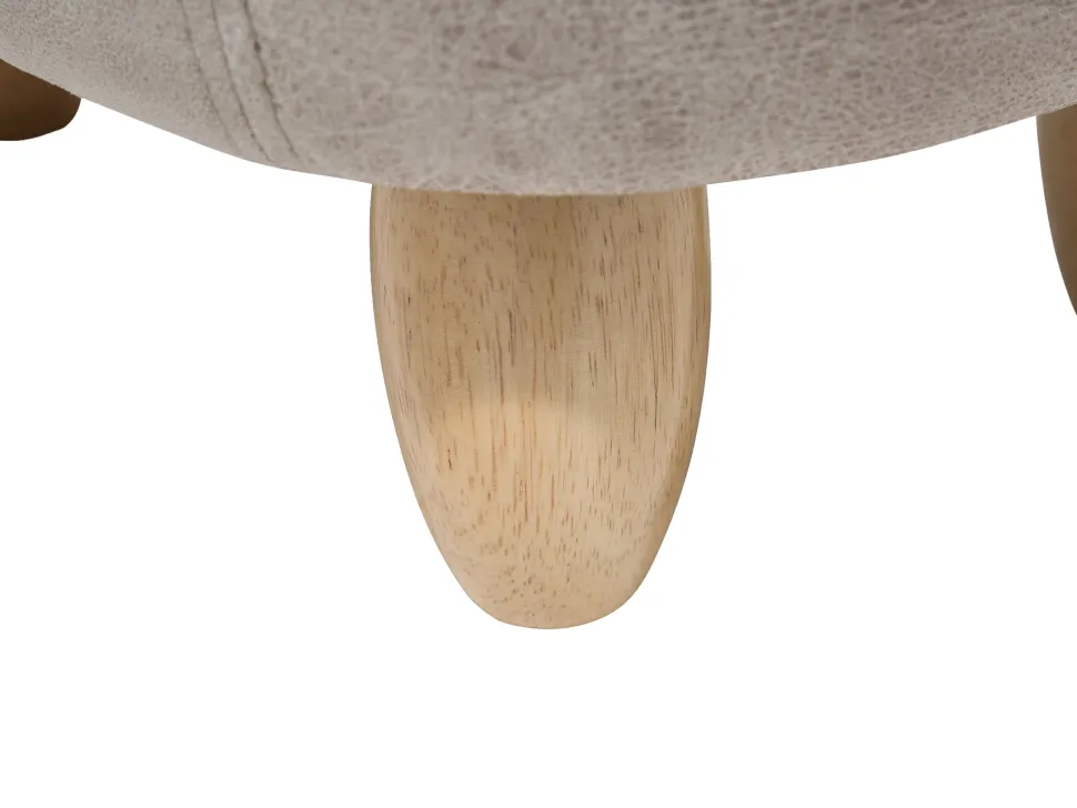 Tamborete Em Pele Sintetica Cinzenta Clara Com Arrumação Hippo