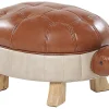Tamborete Em Pele Sintetica Castanha Turtle