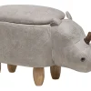 Tamborete Em Pele Sintetica Cinzenta Clara Com Arrumação Rhino