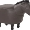 Tamborete Em Pele Sintetica Castanho Escuro Horse