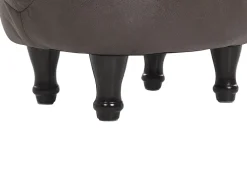 Tamborete Em Pele Sintetica Castanho Escuro Horse