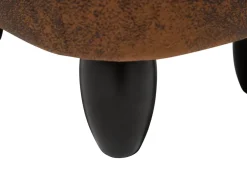 Tamborete Em Pele Sintetica Castanha Com Arrumação Hippo