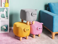 Tamborete Em Tecido Amarelo Piggy