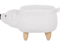 Tamborete Em Tecido Branco Com Arrumação Bear