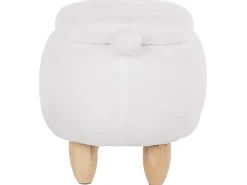 Tamborete Em Tecido Branco Com Arrumação Bear