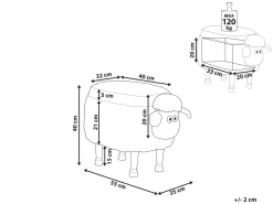 Tamborete Em Tecido Branco Com Arrumação Sheep