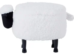 Tamborete Em Tecido Branco Com Arrumação Sheep