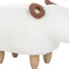 Tamborete Em Tecido Branco Lamb