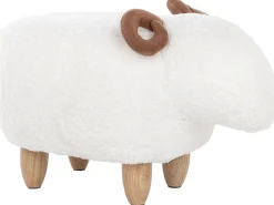 Tamborete Em Tecido Branco Lamb