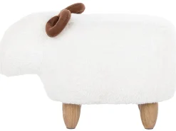 Tamborete Em Tecido Branco Lamb