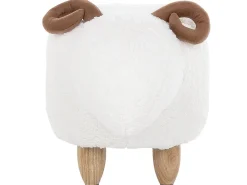 Tamborete Em Tecido Branco Lamb