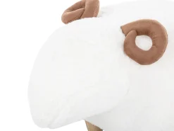 Tamborete Em Tecido Branco Lamb