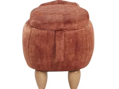 Tamborete Em Tecido Castanho Dourado Com Arrumação Doggy