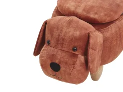 Tamborete Em Tecido Castanho Dourado Com Arrumação Doggy