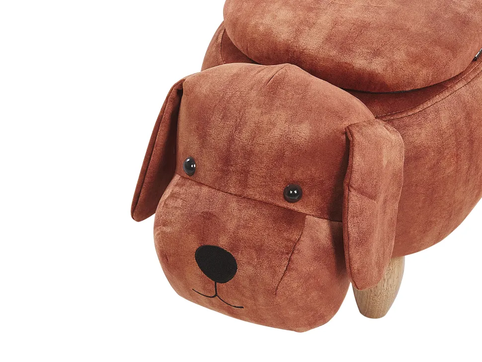 Tamborete Em Tecido Castanho Dourado Com Arrumação Doggy