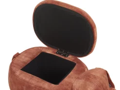 Tamborete Em Tecido Castanho Dourado Com Arrumação Doggy