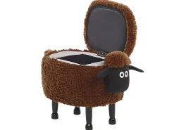 Tamborete Em Tecido Castanho Com Arrumação Sheep