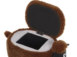 Tamborete Em Tecido Castanho Com Arrumação Sheep