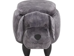 Tamborete Em Tecido Cinzento Escuro Com Arrumação Doggy
