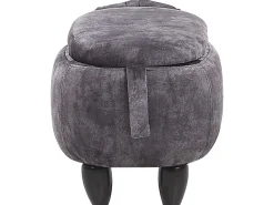 Tamborete Em Tecido Cinzento Escuro Com Arrumação Doggy