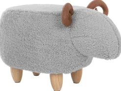 Tamborete Em Tecido Cinzento Lamb