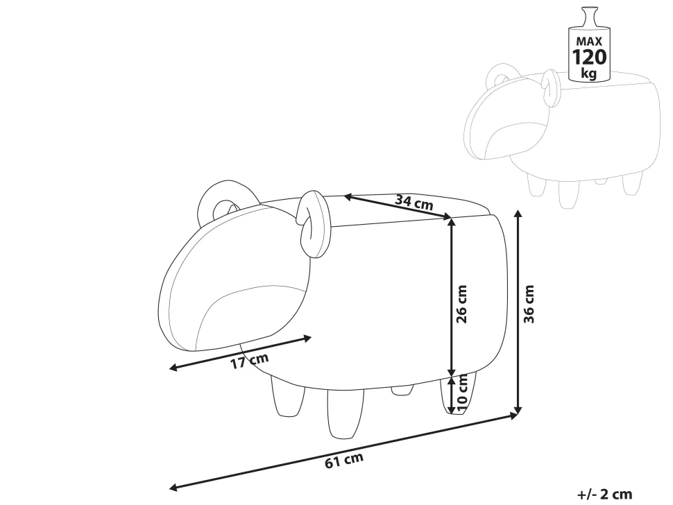 Tamborete Em Tecido Cinzento Lamb