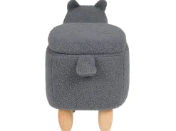 Tamborete Em Tecido Cinzento Com Arrumação Alpaca