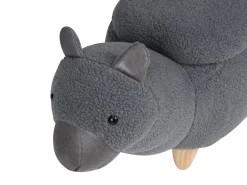 Tamborete Em Tecido Cinzento Com Arrumação Alpaca