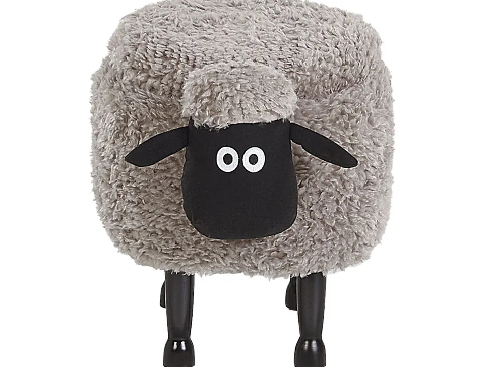 Tamborete Em Tecido Cinzento Com Arrumação Sheep