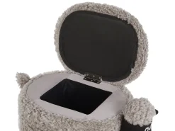 Tamborete Em Tecido Cinzento Com Arrumação Sheep