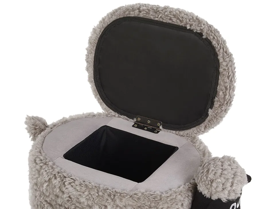 Tamborete Em Tecido Cinzento Com Arrumação Sheep