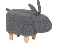 Tamborete Em Tecido Cinzento Bunny