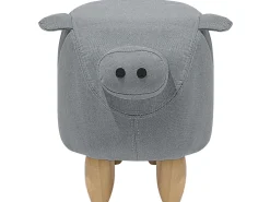 Tamborete Em Tecido Cinzento Claro Piggy