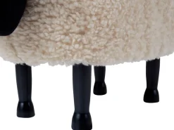 Tamborete Em Tecido Creme Com Arrumação Sheep
