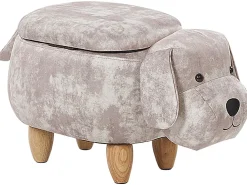 Tamborete Em Tecido Creme Com Arrumação Doggy