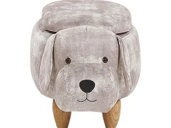 Tamborete Em Tecido Creme Com Arrumação Doggy