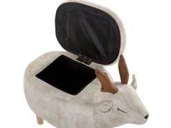 Tamborete Em Tecido Creme Com Arrumação Reindeer