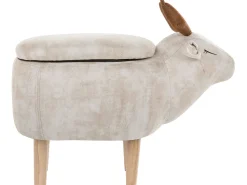 Tamborete Em Tecido Creme Com Arrumação Reindeer