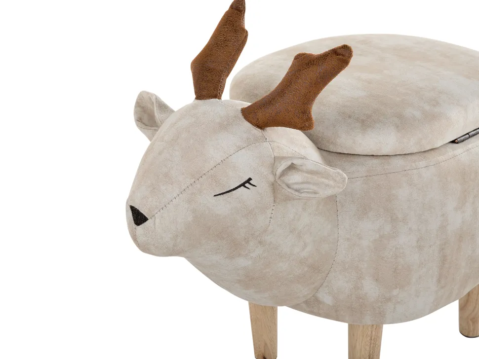 Tamborete Em Tecido Creme Com Arrumação Reindeer