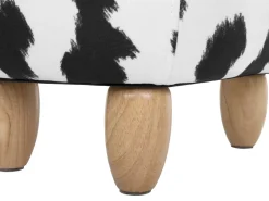 Tamborete Em Tecido Malhado Branco E Preto Com Arrumação Cow
