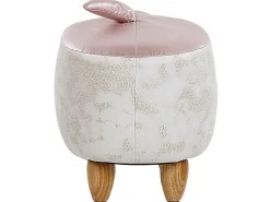 Tamborete Em Tecido Rosa E Branco Shark
